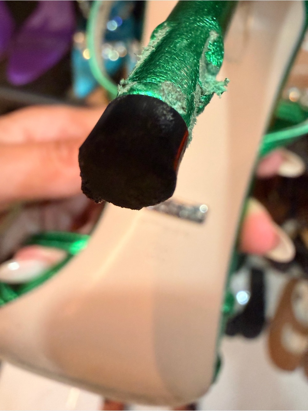 Gucci Emerald Green Satin Crystal Buckle Strappy Heels - Picture 2 of 3